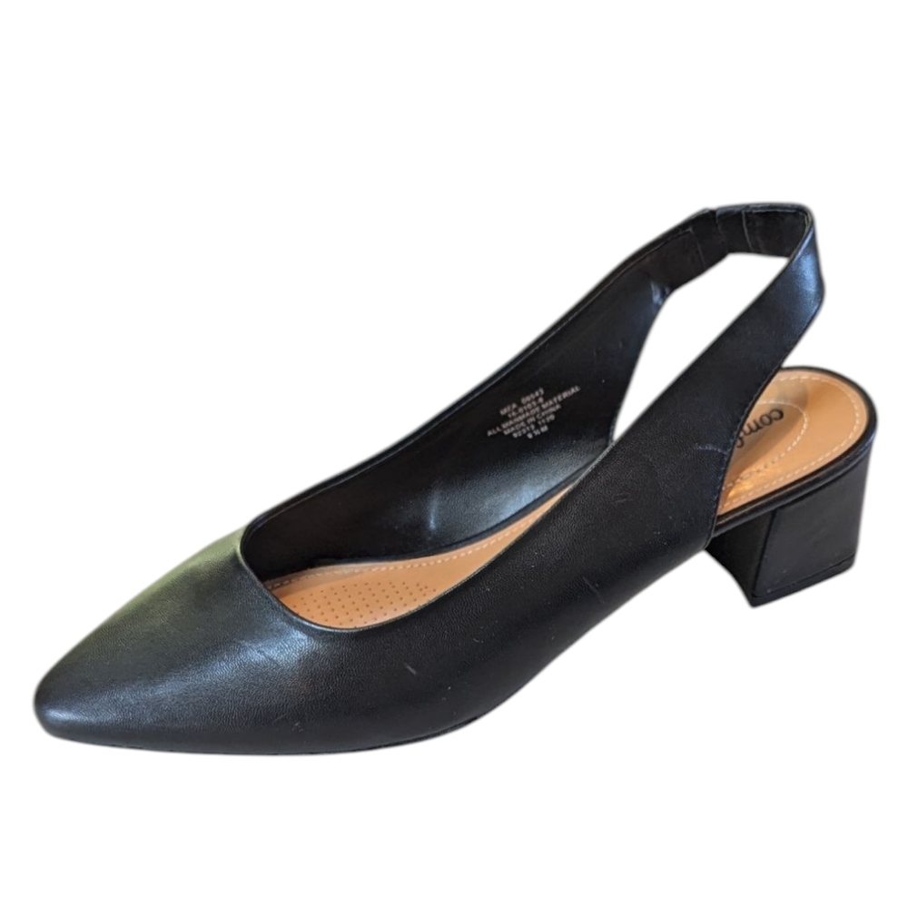 Comfortview, Mea, Black Slingback Block Heel. Sz 9.5